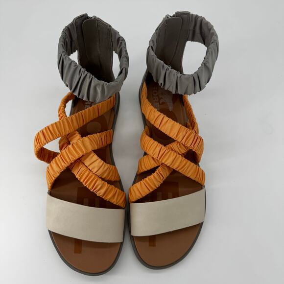 Sorel Ella‎ II Ankle Strap Sandals Gray Orange 9 Womens - Picture 5 of 7